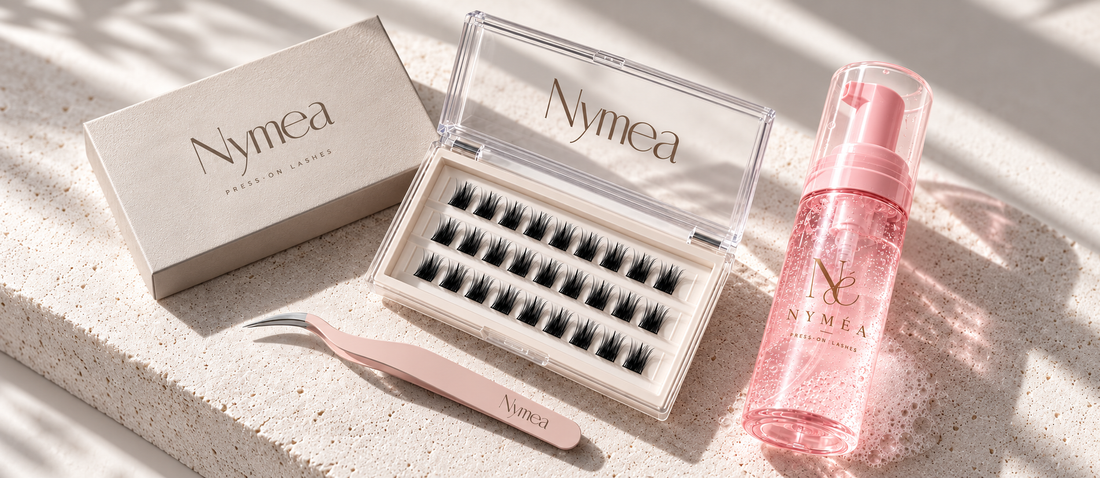Kits de faux cils pré-collés Nyméa avec pince et mousse nettoyante