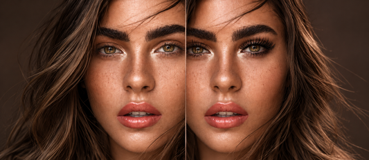 Avant et après une pose de faux cils pré-collés sans colle liquide